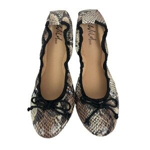 Wild Pair Malo Snake Embossed Cinched Slip On Ballet Flats Size 7.5 NWOB